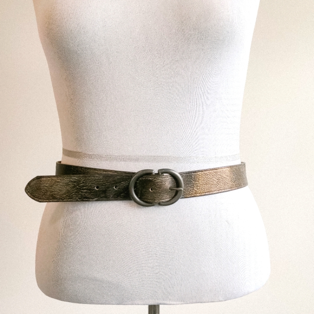 LOFT Metallic Leather Double Ring Waist Belt large
